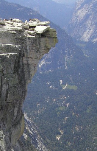 Overhanging rock on Half Dome in 2006