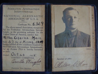 Milton Main's pilot license, 1925